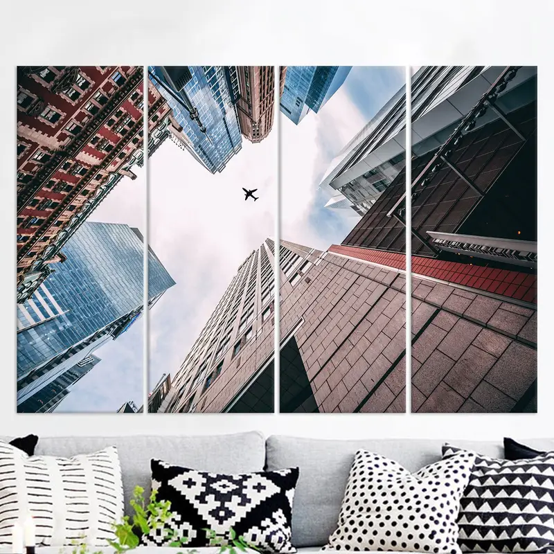 Plane in the Sky, Skyscrapers Wall Art, Aviation Canvas, Office Wall Decor, Bedroom Wall Art, Living Room Decor, Modern Canvas, Plane Canvas - 4