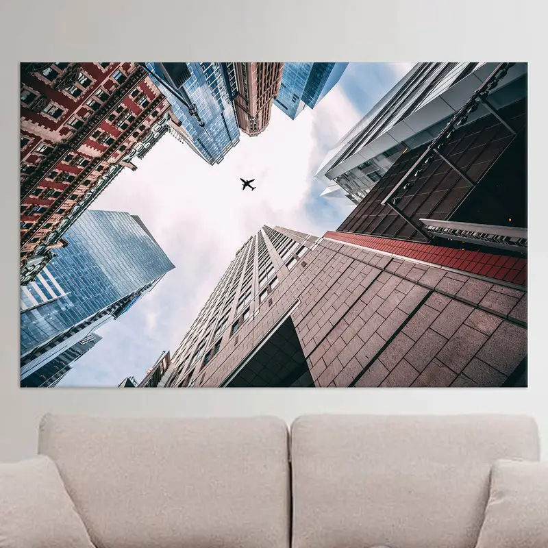 Plane in the Sky, Skyscrapers Wall Art, Aviation Canvas, Office Wall Decor, Bedroom Wall Art, Living Room Decor, Modern Canvas, Plane Canvas - 2