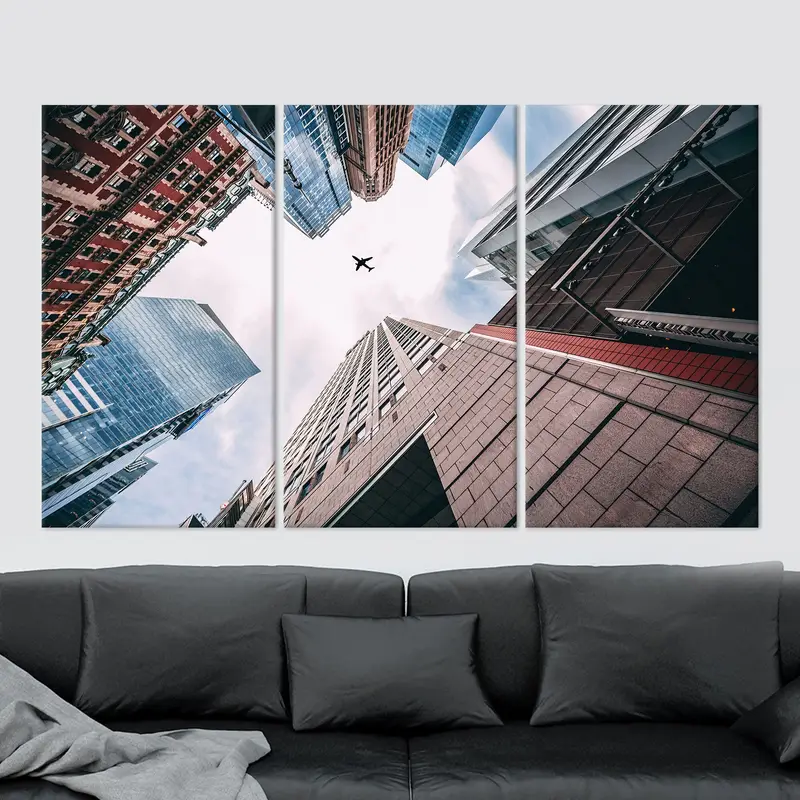 Plane in the Sky, Skyscrapers Wall Art, Aviation Canvas, Office Wall Decor, Bedroom Wall Art, Living Room Decor, Modern Canvas, Plane Canvas - 3