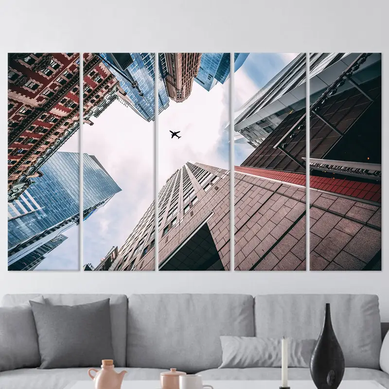 Plane in the Sky, Skyscrapers Wall Art, Aviation Canvas, Office Wall Decor, Bedroom Wall Art, Living Room Decor, Modern Canvas, Plane Canvas - 1