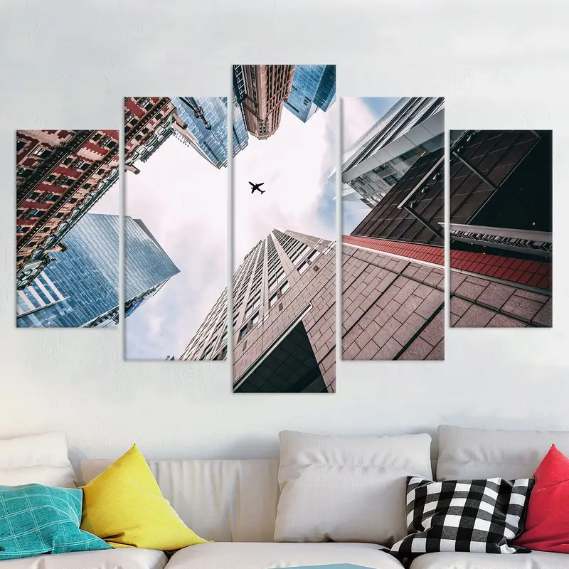 Plane in the Sky, Skyscrapers Wall Art, Aviation Canvas, Office Wall Decor, Bedroom Wall Art, Living Room Decor, Modern Canvas, Plane Canvas - 5