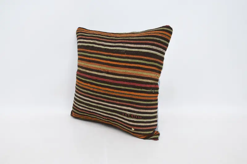 Vintage Pillow, Pillow, Turkish Pillow, Lounge Throw Pillow Case, Anatolian Pillow, Gift Pillow, Cozy Throw Cushion, 18x18 Brown Cushion Cover - 4
