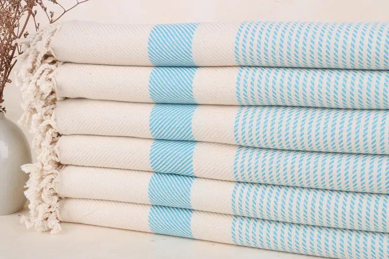 Personalized Turkish Beach Towel Monogrammed Turquoise Beige Dot, 40x71 Inches