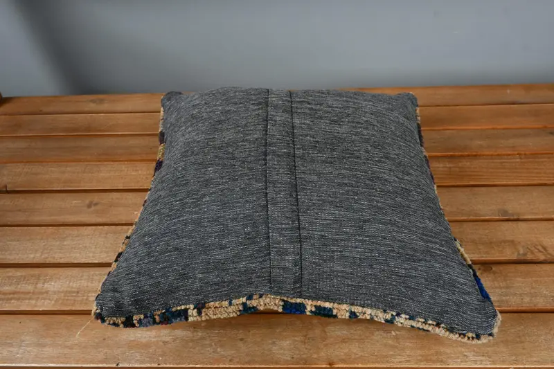 14x14 Blue Cushion, Cozy Throw Pillow, Cushion Case, Shabby Chic Pillow Sham, Ethnical Kilim Rug Pillow, Throw Kilim Pillow, Kilim Pillow Cover - 4