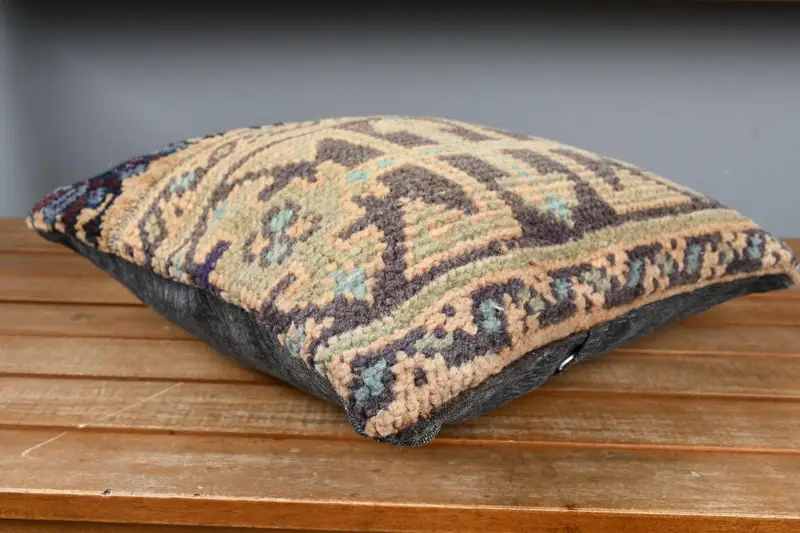 14x14 Blue Cushion, Cozy Throw Pillow, Cushion Case, Shabby Chic Pillow Sham, Ethnical Kilim Rug Pillow, Throw Kilim Pillow, Kilim Pillow Cover - 5