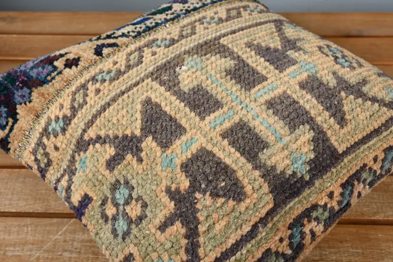 14x14 Blue Cushion, Cozy Throw Pillow, Cushion Case, Shabby Chic Pillow Sham, Ethnical Kilim Rug Pillow, Throw Kilim Pillow, Kilim Pillow Cover - 3