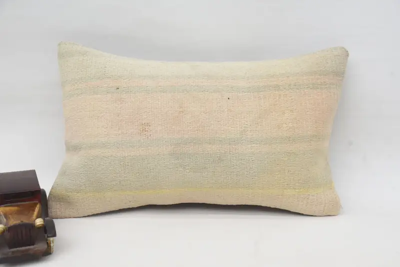 Striped Turkish Beige Cushion Cover, 12x20 inch Bed Moroccan College Dorm Decor Pillow - 1