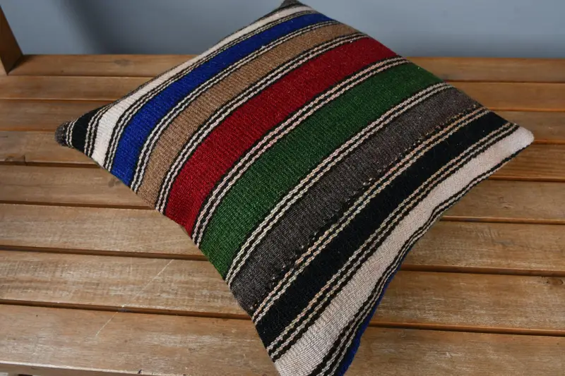 Decorative Bolster Cushion Case, Antique Pillows, 14x14 Red Pillow Cover, Handmade Kilim Cushion, Pillow Case, Throw Kilim Pillow - 2
