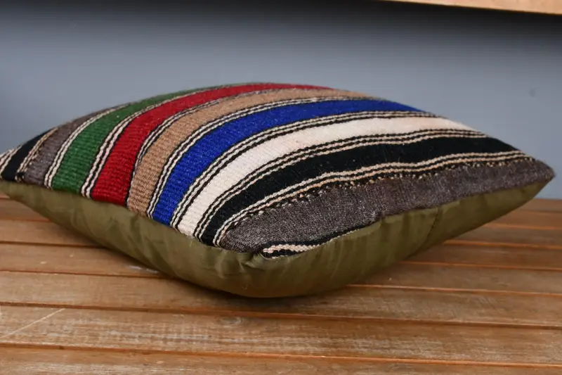 Decorative Bolster Cushion Case, Antique Pillows, 14x14 Red Pillow Cover, Handmade Kilim Cushion, Pillow Case, Throw Kilim Pillow - 5