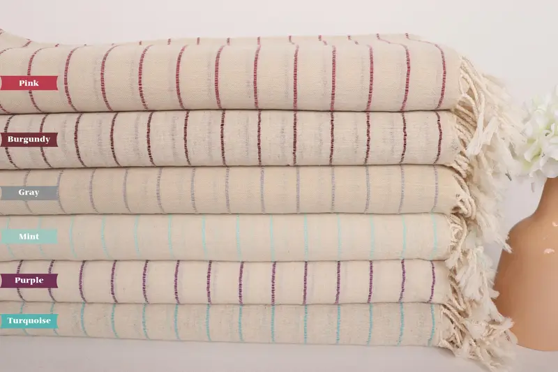 Peshtemal Towel USA, Peshtemal Towel, Thin towel, Bridal Shower Gift, Bachelorette Party Gifts, 70x38 Cotton Striped Towel, Bachelor Party Gifts - 1