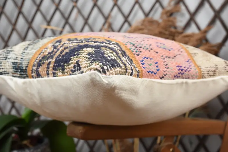 14x14 Green Pillow Case, Sofa Bolster Cushion, Cushion, Kilim Pillow Cover, Bolster Throw Cushion Case, Vintage Kilim Pillow, Throw Kilim Pillow - 6