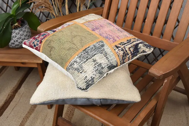 14x14 Green Pillow Case, Sofa Bolster Cushion, Cushion, Kilim Pillow Cover, Bolster Throw Cushion Case, Vintage Kilim Pillow, Throw Kilim Pillow - 4