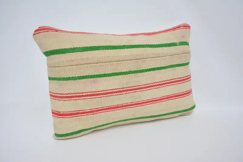 Throw Kilim Pillow, Kilim Pillow Cover, Crochet Pattern Pillow Case, Cushion Cover, 16x24 Beige Pillow Cover, Kilim Cushion Sham - 3