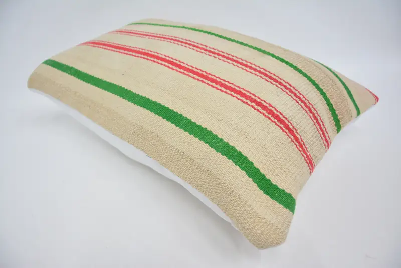 Throw Kilim Pillow, Kilim Pillow Cover, Crochet Pattern Pillow Case, Cushion Cover, 16x24 Beige Pillow Cover, Kilim Cushion Sham - 6