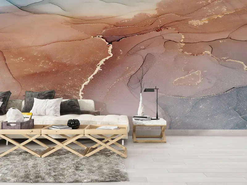 Custom Wall Paper, 3d Wall Paper, Modern Wall Decor, Modern Wall Paper, Brown And Gold Marble, Shimmmery Wall Art, - 3