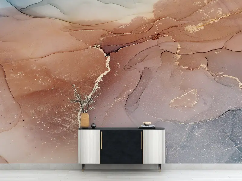 Custom Wall Paper, 3d Wall Paper, Modern Wall Decor, Modern Wall Paper, Brown And Gold Marble, Shimmmery Wall Art, - 5