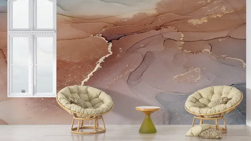 Custom Wall Paper, 3d Wall Paper, Modern Wall Decor, Modern Wall Paper, Brown And Gold Marble, Shimmmery Wall Art, - 7