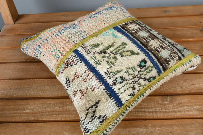 Handmade Kilim Cushion, Interior Designer Pillow, 12x12 Orange Pillow, Vintage Kilim Throw Pillow, Cushion, Kilim Rug Cushion Case - 2