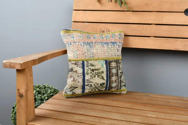 Handmade Kilim Cushion, Interior Designer Pillow, 12x12 Orange Pillow, Vintage Kilim Throw Pillow, Cushion, Kilim Rug Cushion Case - 1