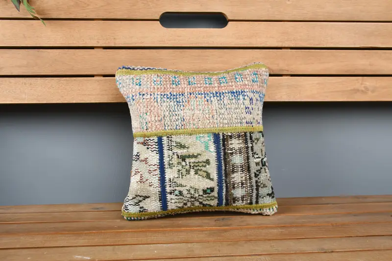 Handmade Kilim Cushion, Interior Designer Pillow, 12x12 Orange Pillow, Vintage Kilim Throw Pillow, Cushion, Kilim Rug Cushion Case - 5