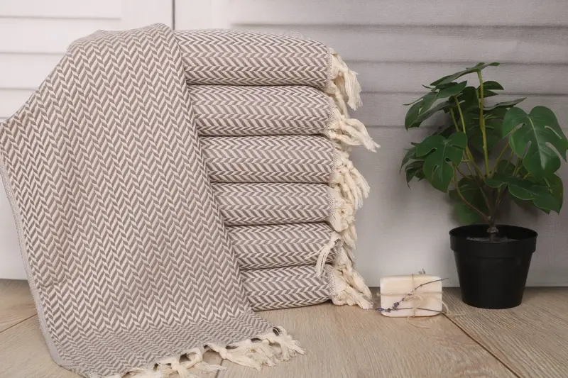 Brown Cotton Chevron Dish Towel, Personalized, 18x36 Inches