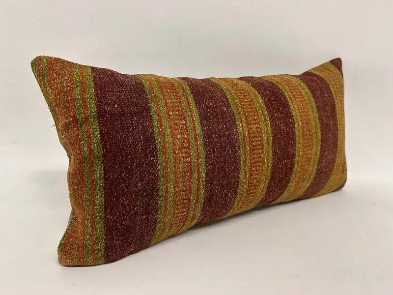 Boho Pillow Sham Cover, Kilim Pillow Cover, Meditation Pillow Sham, Pillow Case, 12x24 Yellow Pillow Case, Kilim Pillow - 4