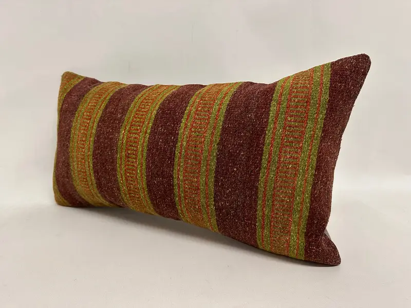 Boho Pillow Sham Cover, Kilim Pillow Cover, Meditation Pillow Sham, Pillow Case, 12x24 Yellow Pillow Case, Kilim Pillow - 3