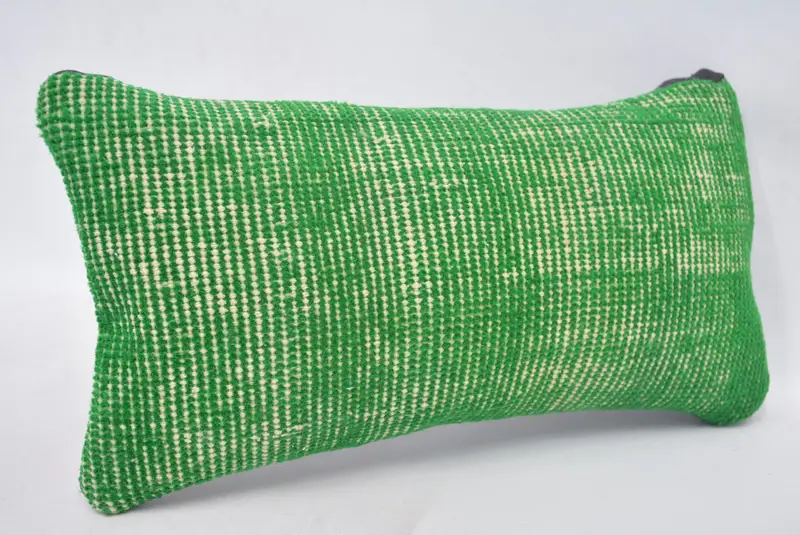 One Of A Kind Pillow Sham, Cushion Case, Kilim Pillow, 8x16 Green Pillow Case, Vintage Kilim Pillow, Pillow for Sofa, Meditation Pillow Cover - 3