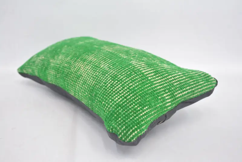 One Of A Kind Pillow Sham, Cushion Case, Kilim Pillow, 8x16 Green Pillow Case, Vintage Kilim Pillow, Pillow for Sofa, Meditation Pillow Cover - 6