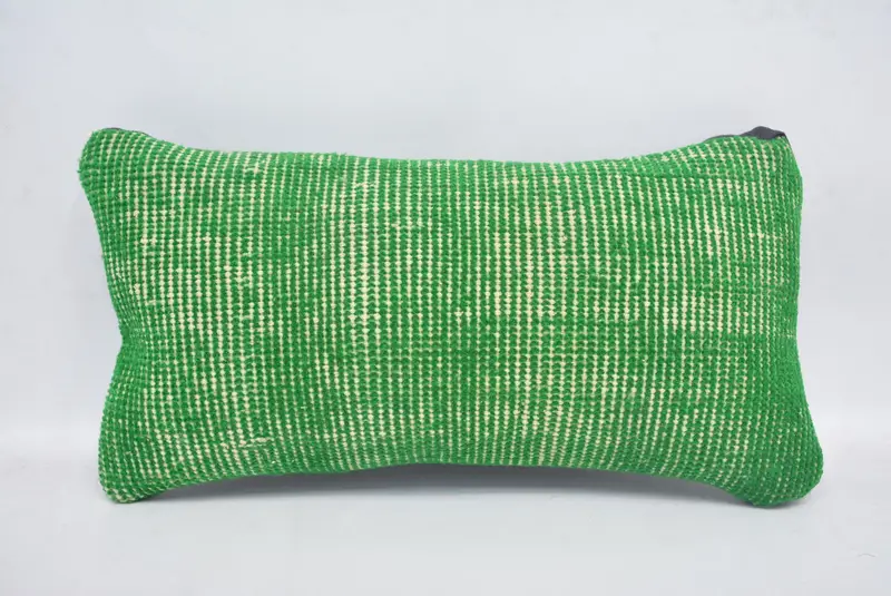 One Of A Kind Pillow Sham, Cushion Case, Kilim Pillow, 8x16 Green Pillow Case, Vintage Kilim Pillow, Pillow for Sofa, Meditation Pillow Cover - 1