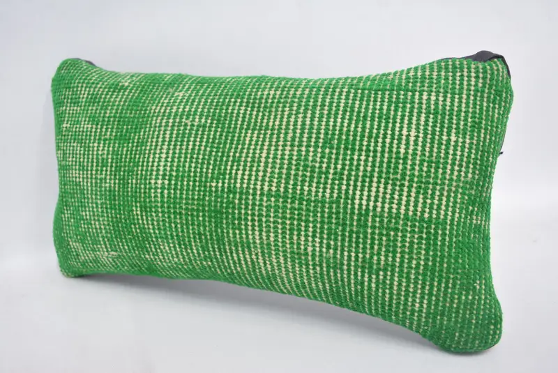 One Of A Kind Pillow Sham, Cushion Case, Kilim Pillow, 8x16 Green Pillow Case, Vintage Kilim Pillow, Pillow for Sofa, Meditation Pillow Cover - 4