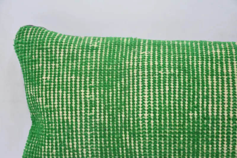 One Of A Kind Pillow Sham, Cushion Case, Kilim Pillow, 8x16 Green Pillow Case, Vintage Kilim Pillow, Pillow for Sofa, Meditation Pillow Cover - 2
