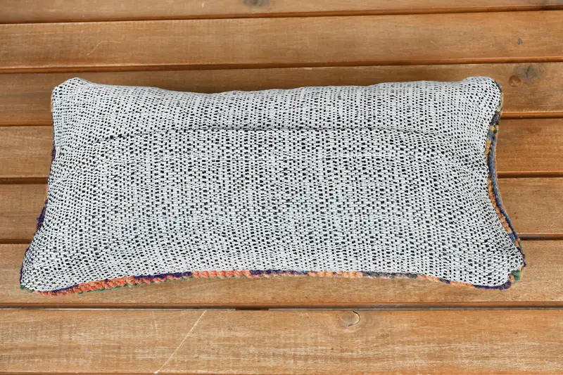 Morroccon Kilim Cushion Pillow Sham, Cushion Case, Boho Pillow, 8x16 Blue Cushion, Throw Kilim Pillow, Outdoor Patio Pillow Cover, Gift Pillow - 5