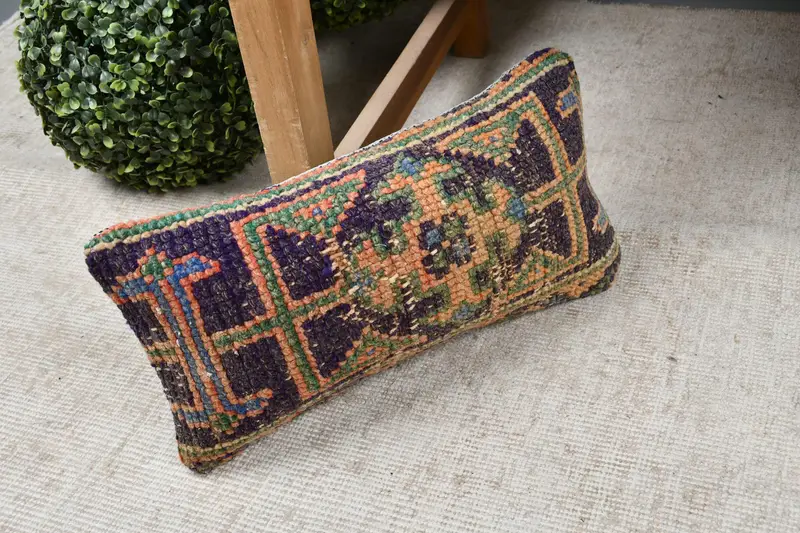 Morroccon Kilim Cushion Pillow Sham, Cushion Case, Boho Pillow, 8x16 Blue Cushion, Throw Kilim Pillow, Outdoor Patio Pillow Cover, Gift Pillow - 7