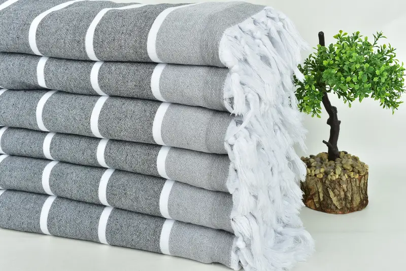 68x40 Cotton Striped Terry Towel, Turkish hand towel, Organic Beach Towel, Hammam towel, Bridal Gifts, Family Gift Basket, Personalized Gifts - 3