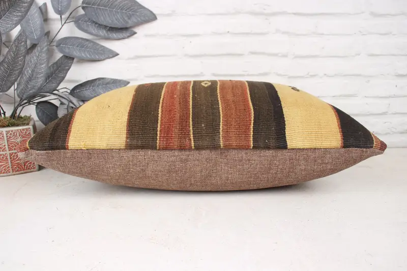 Kilim Pillow, Vintage Kilim Pillow, Vintage Pillow, Pillow Case, Nautical Throw Cushion Cover, 16x24 Beige Cushion Cover, Interior Designer Pillow - 5