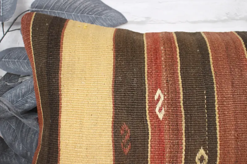 Kilim Pillow, Vintage Kilim Pillow, Vintage Pillow, Pillow Case, Nautical Throw Cushion Cover, 16x24 Beige Cushion Cover, Interior Designer Pillow - 2