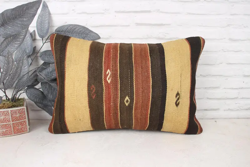 Kilim Pillow, Vintage Kilim Pillow, Vintage Pillow, Pillow Case, Nautical Throw Cushion Cover, 16x24 Beige Cushion Cover, Interior Designer Pillow - 1