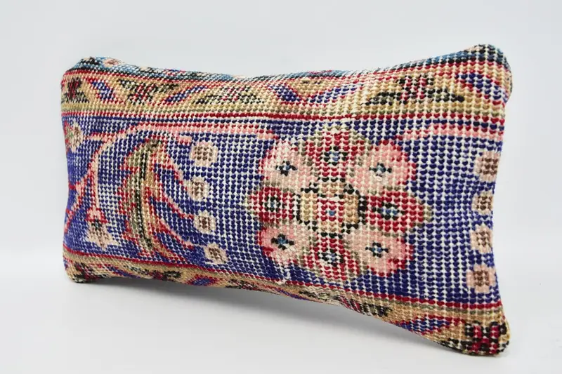 8x16 Blue Pillow Cover, Interior Designer Pillow, Rustic Pillow Sham, Ethnical Kilim Rug Pillow, Cushion Cover, Traditional Cushion, Vintage Pillow - 4