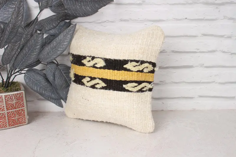 Gift Pillow, Pillow Case, Yoga Pillow Cover, Outdoor Bolster Cushion, 12x12 White Cushion Case, Turkish Kilim Pillow, Vintage Kilim Throw Pillow - 4