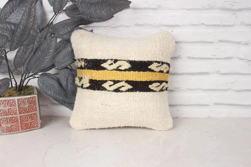 Gift Pillow, Pillow Case, Yoga Pillow Cover, Outdoor Bolster Cushion, 12x12 White Cushion Case, Turkish Kilim Pillow, Vintage Kilim Throw Pillow - 1