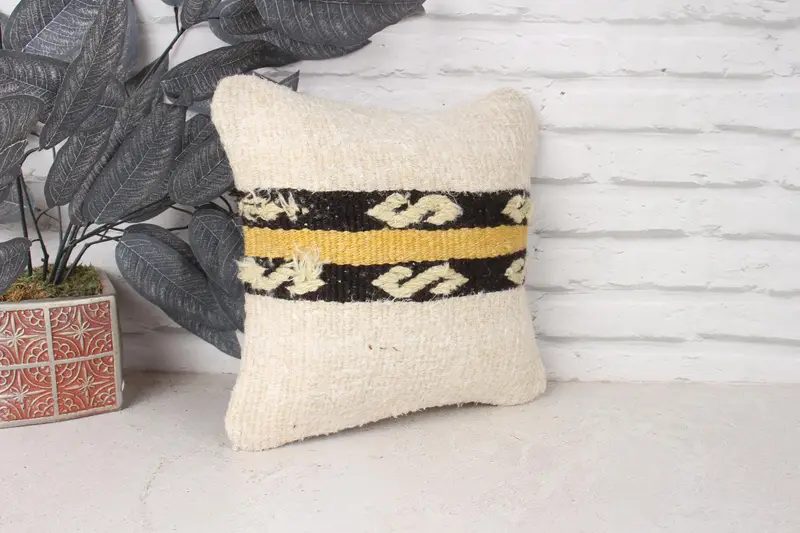 Gift Pillow, Pillow Case, Yoga Pillow Cover, Outdoor Bolster Cushion, 12x12 White Cushion Case, Turkish Kilim Pillow, Vintage Kilim Throw Pillow - 3