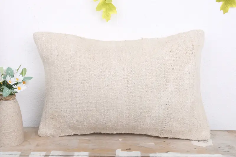12x20 White Cushion Case, Square Throw Pillow Sham, Cushion, Vintage Pillow, Turkish Kilim Pillow, Vintage Kilim Pillow, Muted Pillow Cover - 2