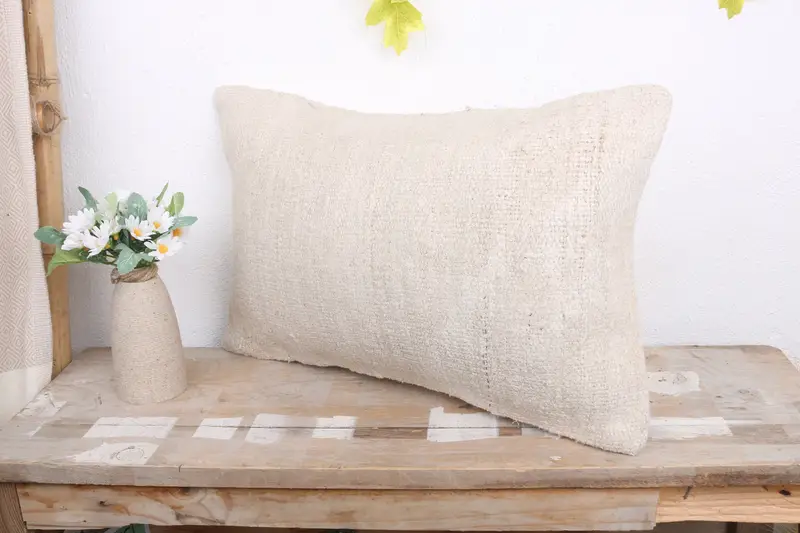 12x20 White Cushion Case, Square Throw Pillow Sham, Cushion, Vintage Pillow, Turkish Kilim Pillow, Vintage Kilim Pillow, Muted Pillow Cover - 4