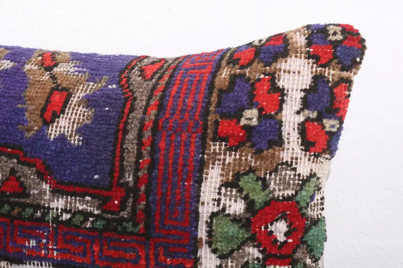 Turkish Pillow, Boho Pillow, Colorful Pillow Sham, Vintage Kilim Throw Pillow, 12x20 Blue Pillow Case, Pillow Case, Bright Pillow Sham - 5