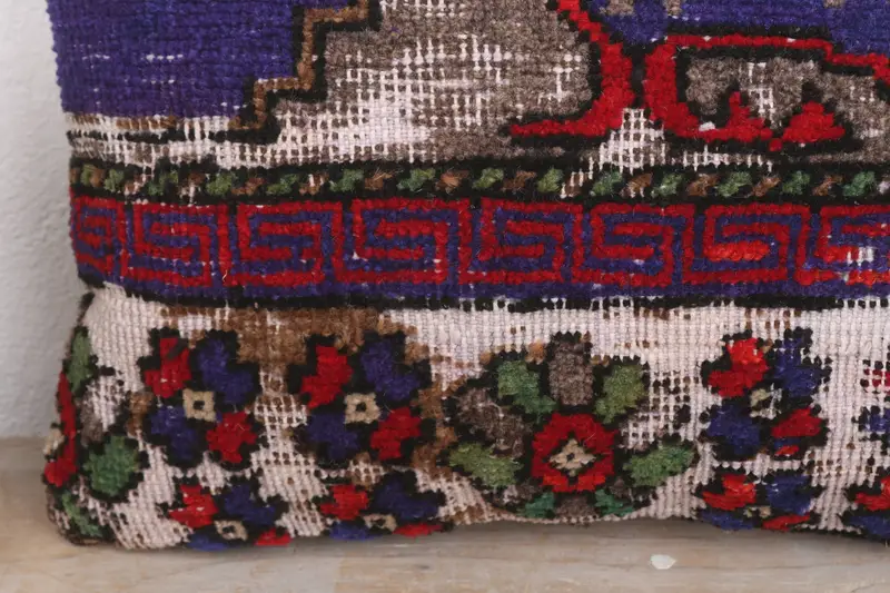 Turkish Pillow, Boho Pillow, Colorful Pillow Sham, Vintage Kilim Throw Pillow, 12x20 Blue Pillow Case, Pillow Case, Bright Pillow Sham - 3