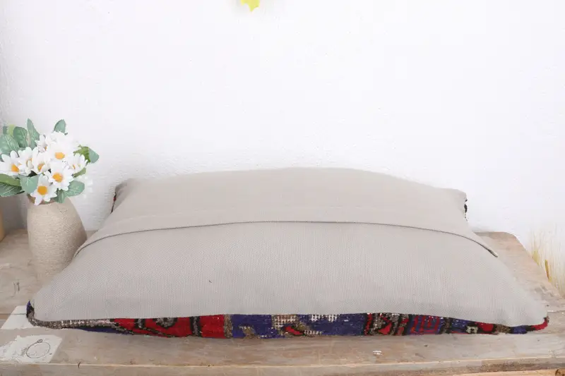 Turkish Pillow, Boho Pillow, Colorful Pillow Sham, Vintage Kilim Throw Pillow, 12x20 Blue Pillow Case, Pillow Case, Bright Pillow Sham - 7