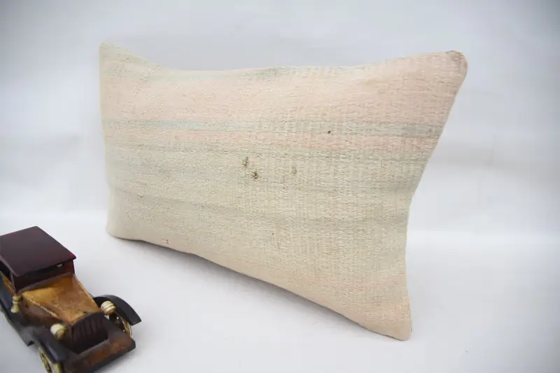 Cushion Case, 12x20 Beige Pillow, Boho Pillow Sham Cover, Antique Pillows, Vintage Kilim Pillow, Meditation Cushion Case, Floor Cushion Cover - 3