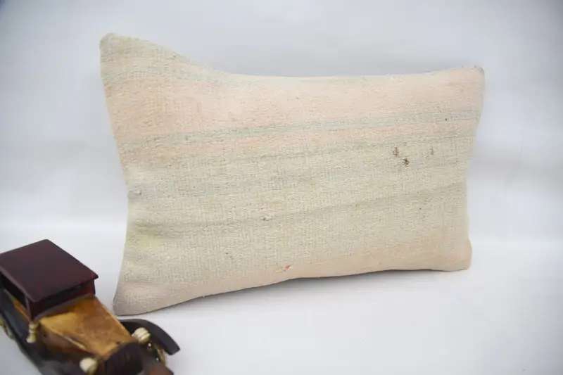 Cushion Case, 12x20 Beige Pillow, Boho Pillow Sham Cover, Antique Pillows, Vintage Kilim Pillow, Meditation Cushion Case, Floor Cushion Cover - 2