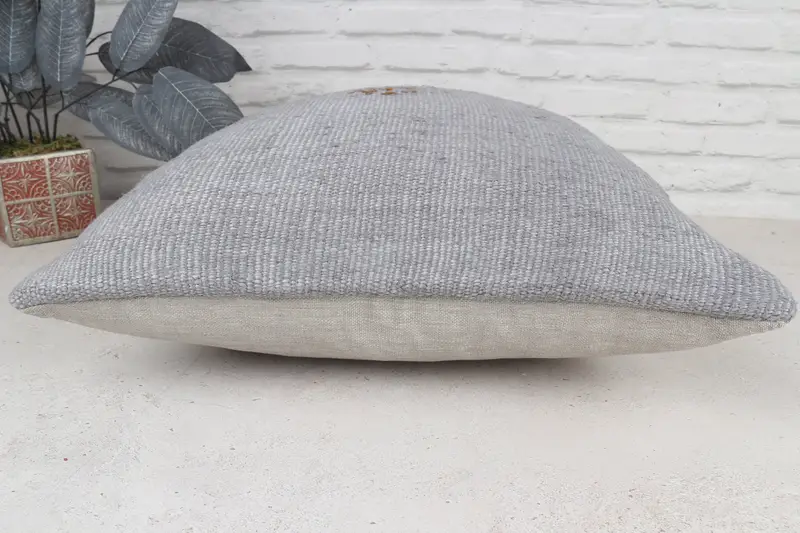 Floor Cushion Case, Turkish Pillow, Cushion, 20x20 Gray Pillow Cover, Boho Throw Pillow Case, Kilim Pillow Cover, Throw Kilim Pillow - 6